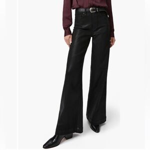 PAIGE Harper Black Fog Luxe Coating High Waist Super Wide Black Jeans-Sz 28, NWT